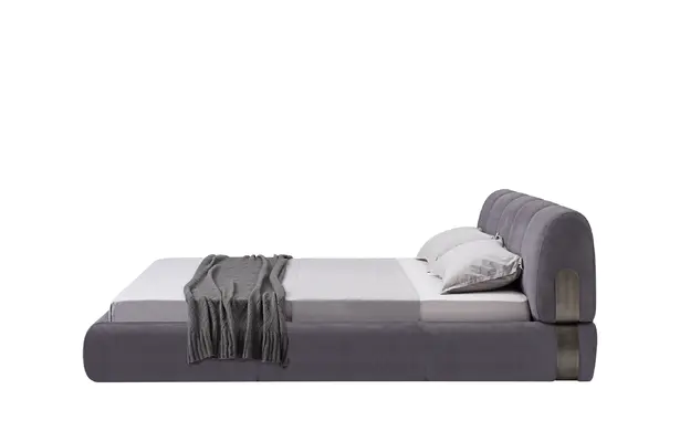 King Size Queen Upholstered Bunk Bed Frame Grey Italian Design Fabric Bedroom