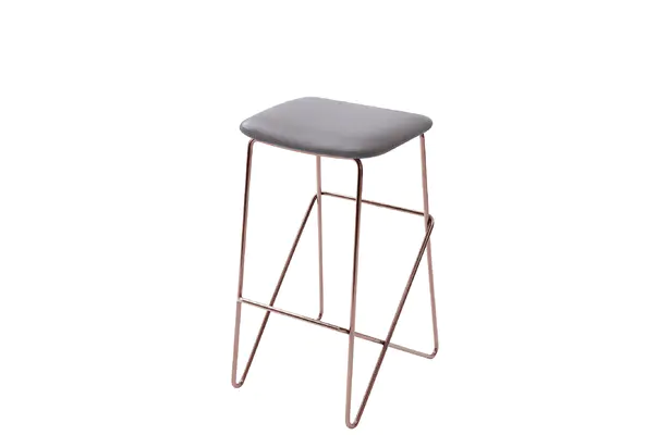 Chinese Factory Modern Luxury Leather Champagne Metal Bar Chair High Stools Chair