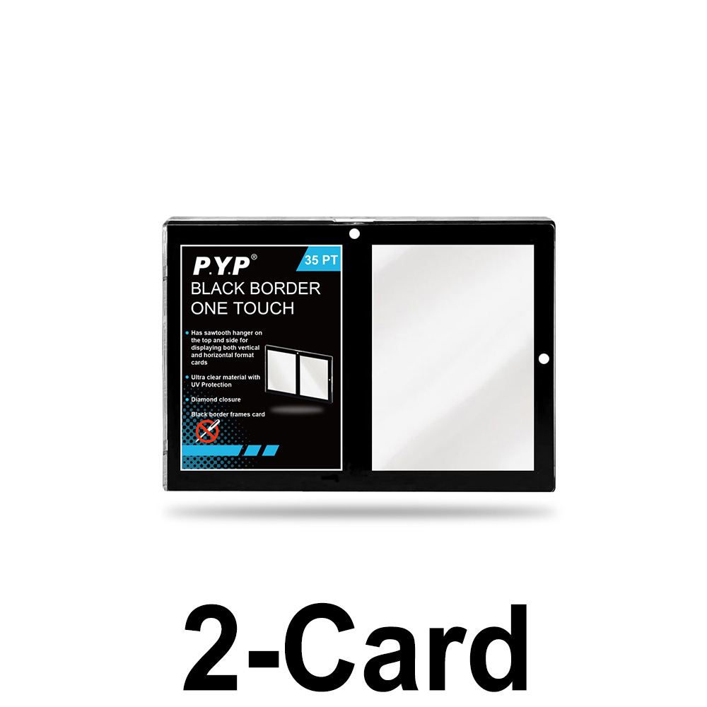 35PT 2 kártya fekete szegélyű mágneses kártyatartó UV védelem、2 kártyás fekete szegély、kétrészes ONE-TOUCH tartók