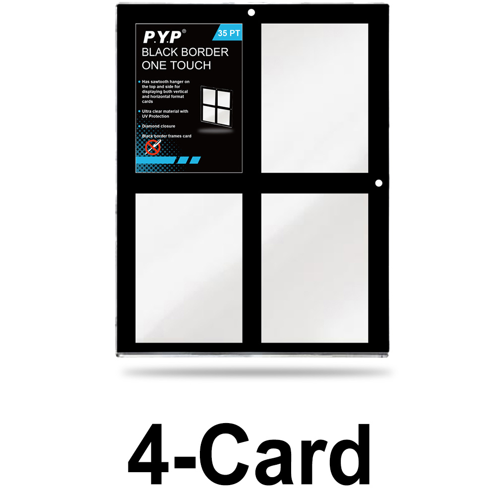 35PT 2 kártya fekete szegélyű mágneses kártyatartó UV védelem、2 kártyás fekete szegély、kétrészes ONE-TOUCH tartók