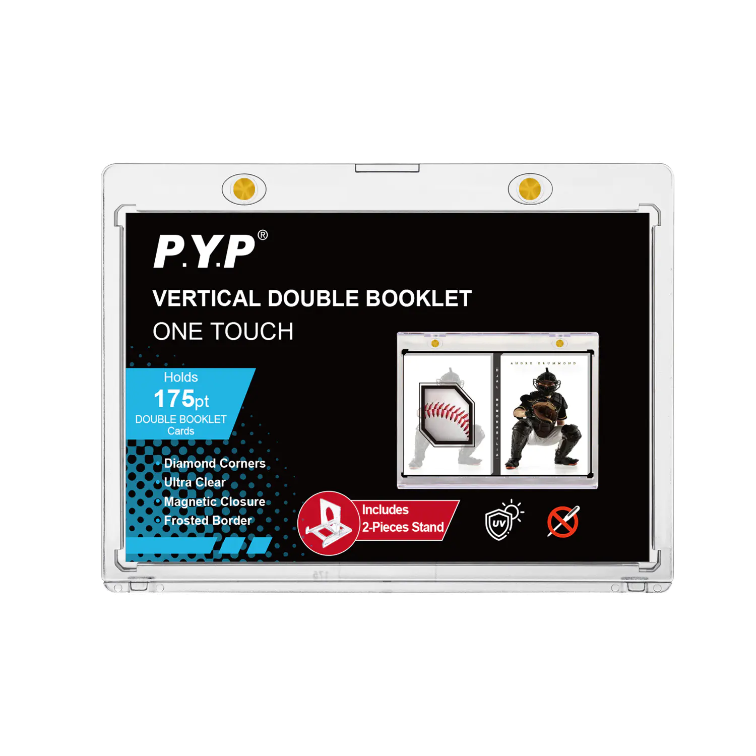 175PT Vertical Booklet Card Supporto magnetico Protezione UV