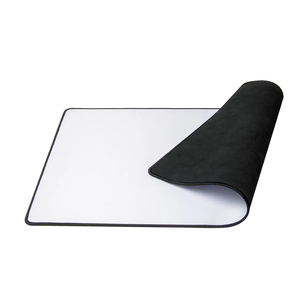 Solid Color Gaming Playmat with Stitched Edging - White