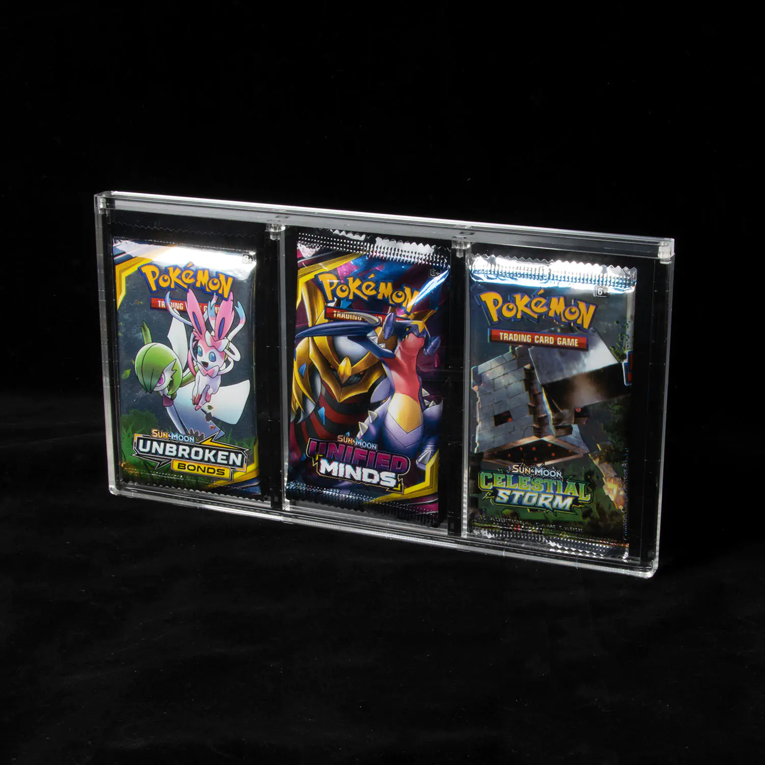 Pack 3 Booster magnétique acrylique Display Case S’adapte aux Pokemon Booster Packs