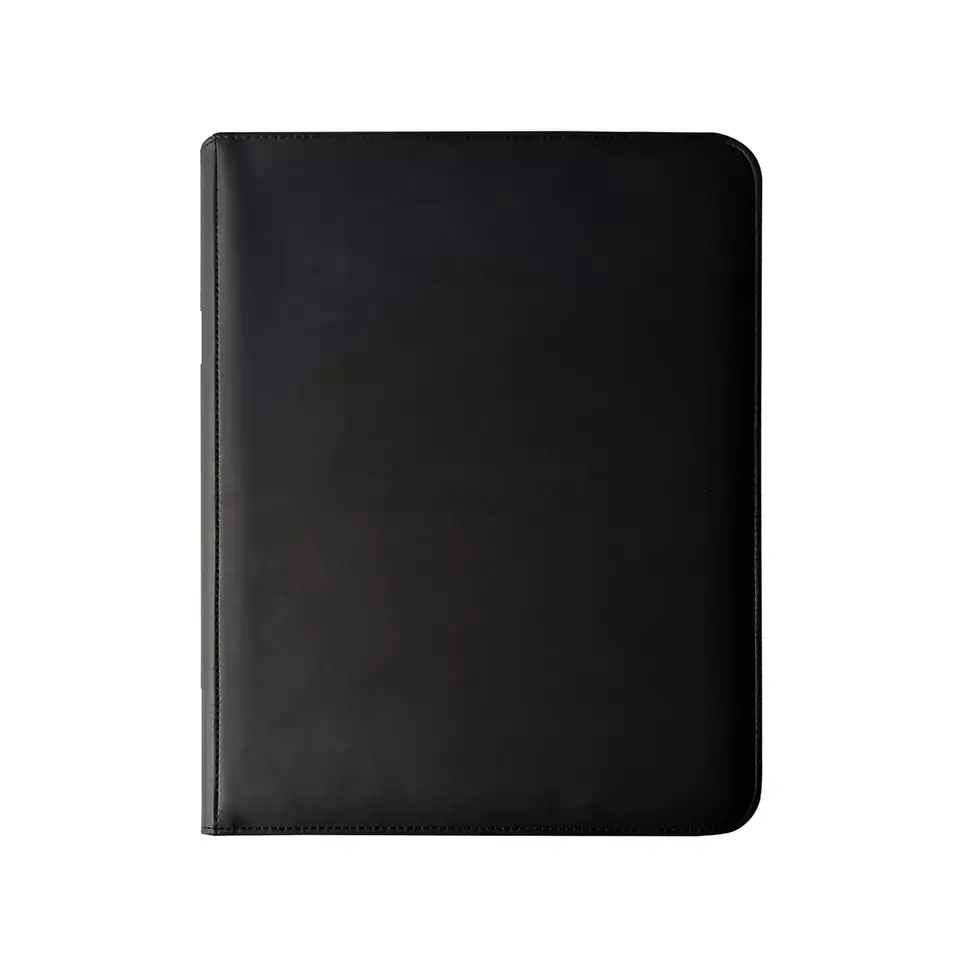 4 Portfolio Premium Kulit Poket / Album Kad Pengumpul Binder dengan Zipperr-Black