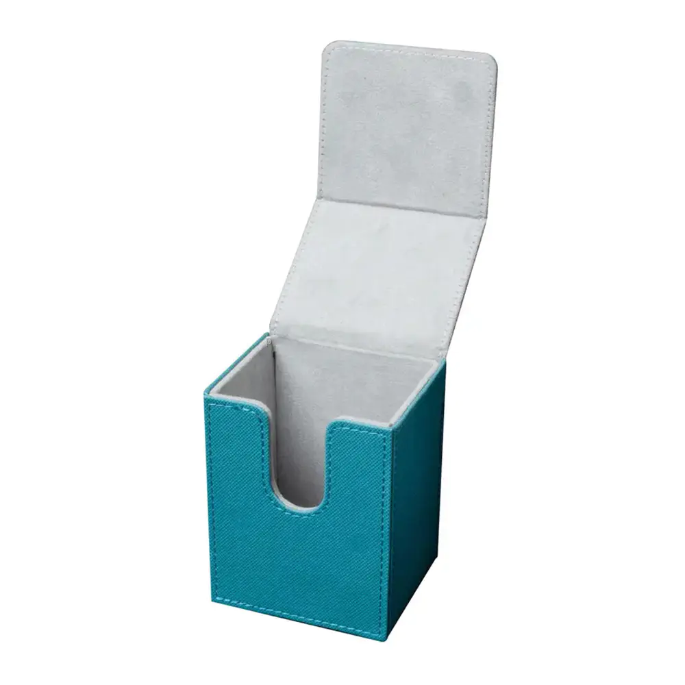 Premium Leather Card Case Deck Boxes 80 manches simples Vert / Gris