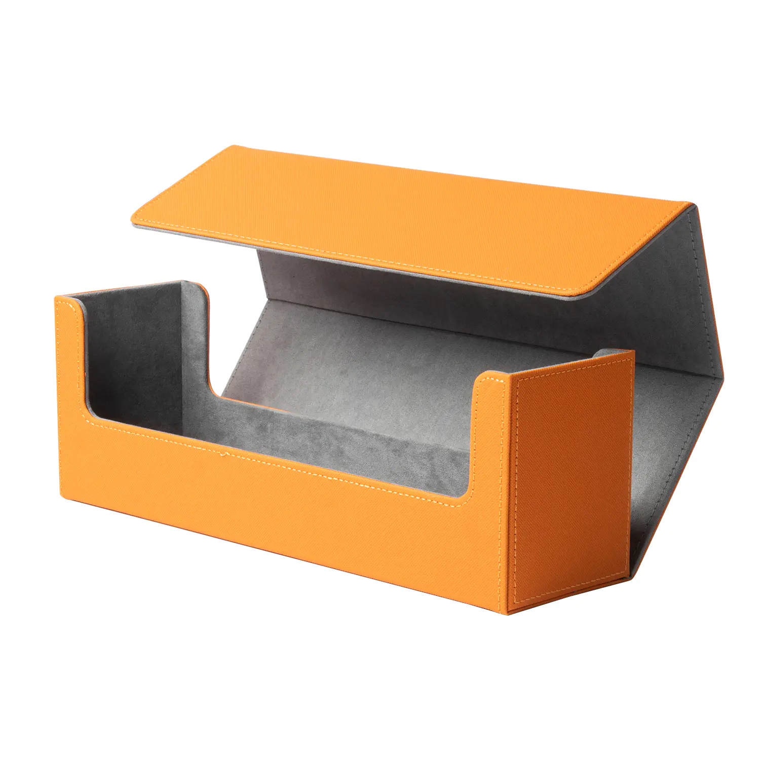 MTG กล่องตั้งโต๊ะ 400 การ์ดกล่องเก็บการ์ดกล่องเก็บของกล่องดาดฟ้าหนัง PU กล่องสีส้ม