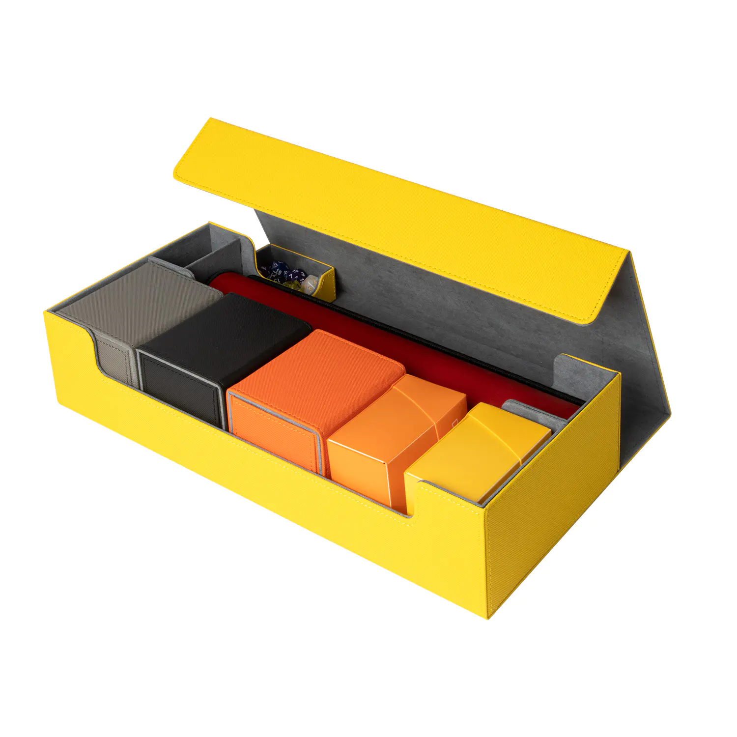 550 Premium PU Couro Deck Case Card Protector Card Deck Caixa de Armazenamento - Amarelo