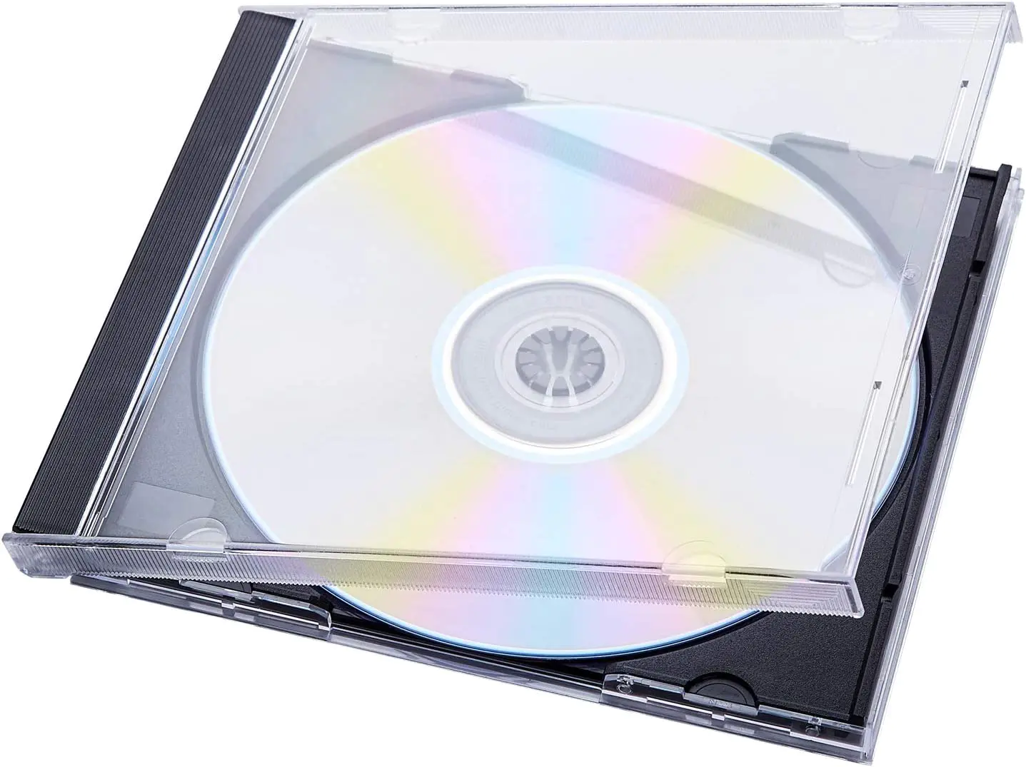 Standardna jednostruka prozirna kutija s cd draguljima sa sastavljenom crnom ladicom
