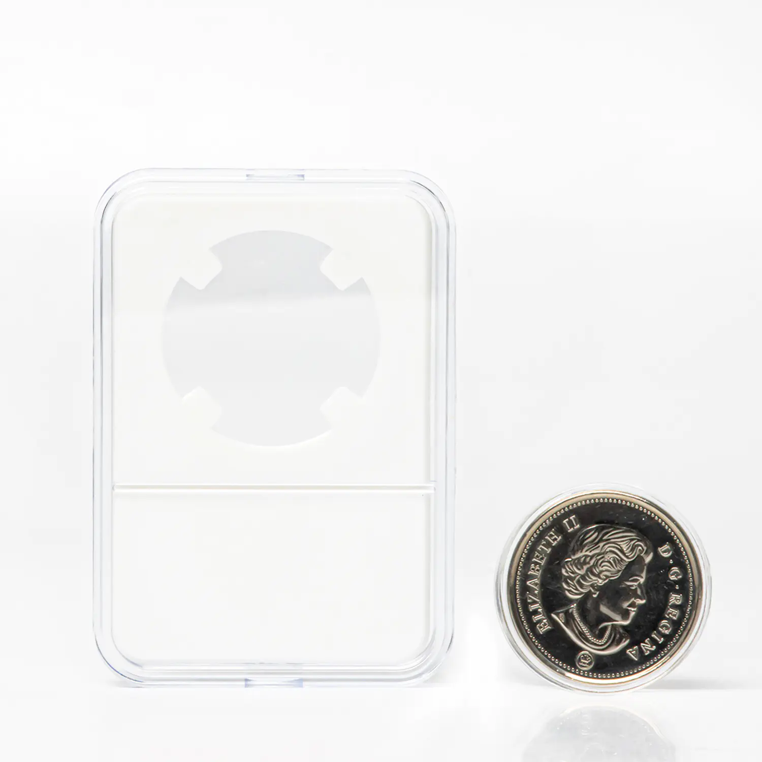 Penyimpanan plastik pemegang papak paparan duit syiling jernih