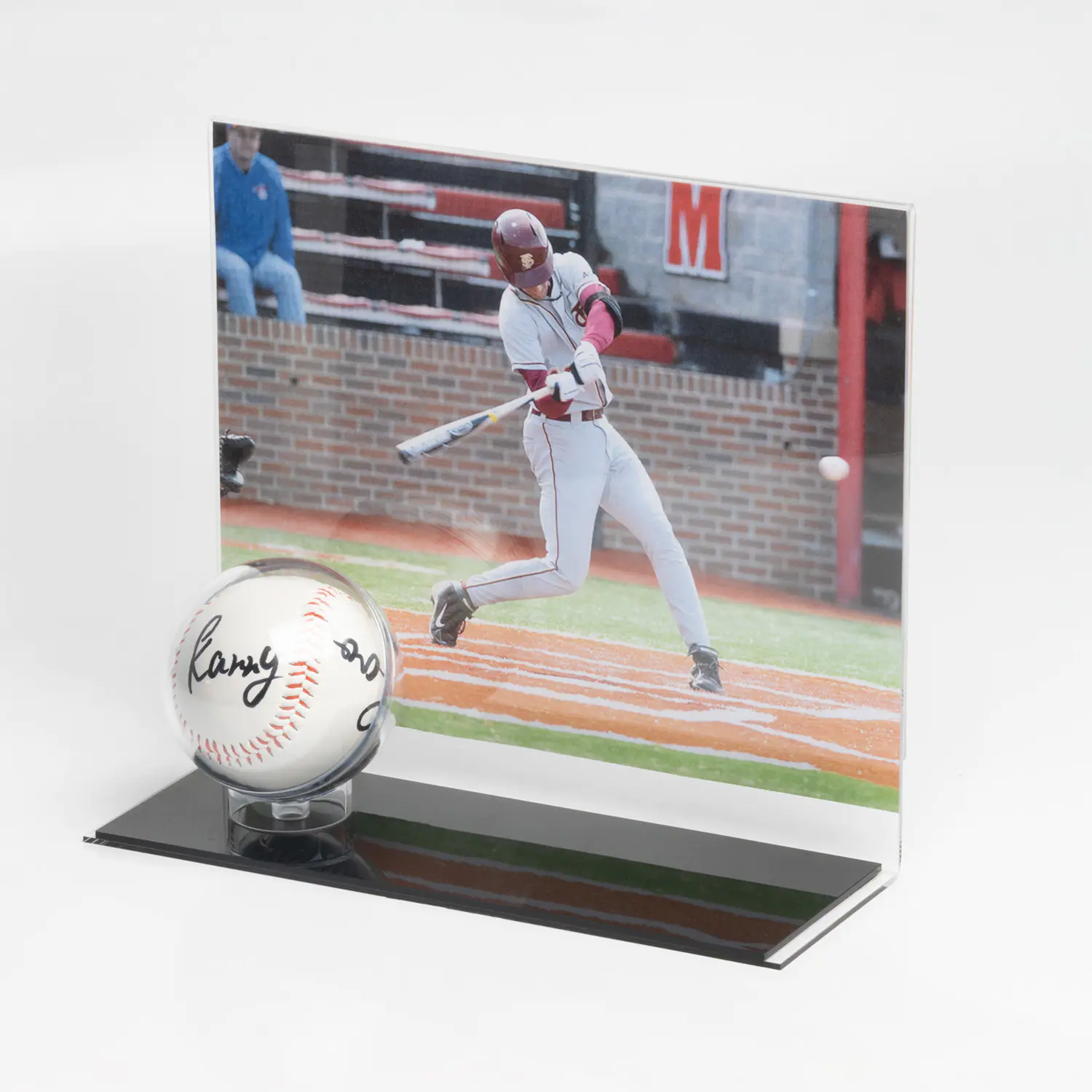 Fournitures de collection Acrylique Single Baseball Display Case avec support photo horizontal