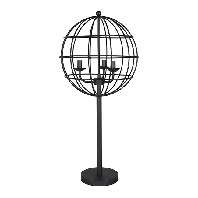 Lámpara de mesa de jaula de alambre de metal de 3 luces