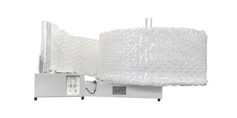 Máquina de colchón de aire con soporte de bobina