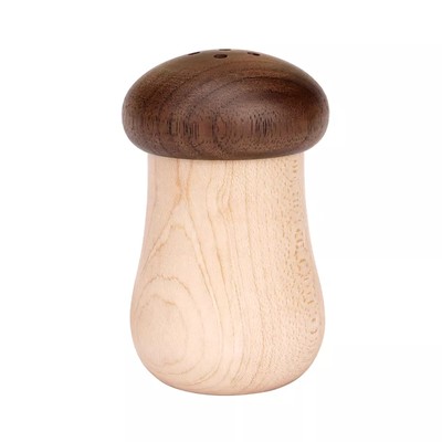 Made of high-quality walnut and maple, durable, removable, vintage color and lovely mushroom shaped toothpick box