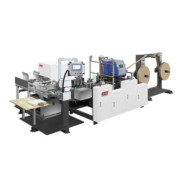 Volautomatische machine voor het maken en plakken van papieren handgrepen