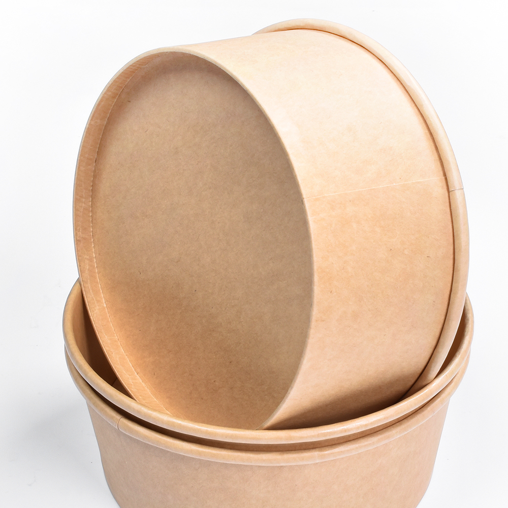 Disposable Hard Round Kraft Paper Packaging Bowl